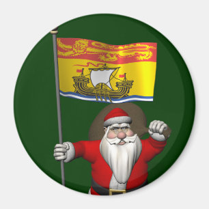 Imán Santa Claus Con Bandera De New Brunswick CDN