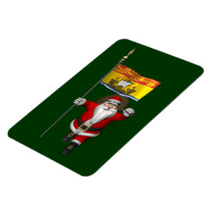 Imán Santa Claus Con Bandera De New Brunswick CDN