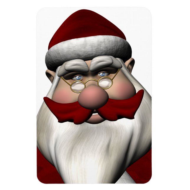 Imán Santa Claus con bigote rojo (Vertical)