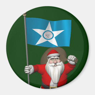 Imán Santa Claus Con El Diseño De Houston