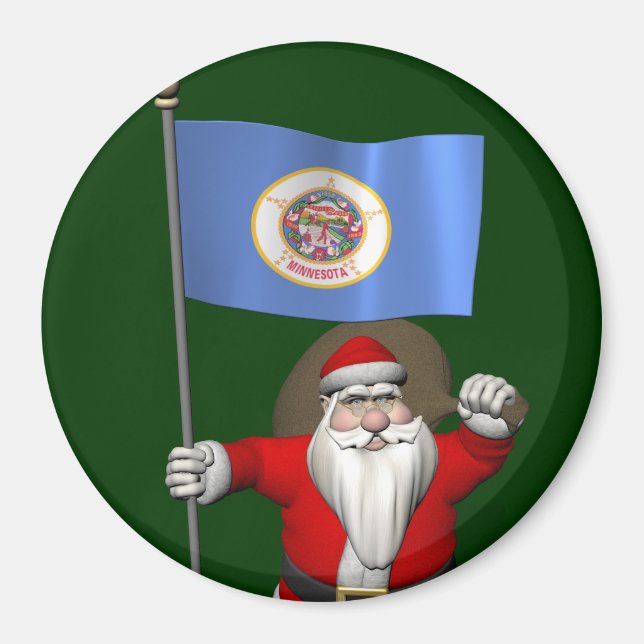 Imán Santa Claus Con El Diseño De Minnesota (Frente)