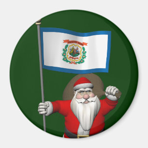 Imán Santa Claus Con El Diseño De Virginia Occidental
