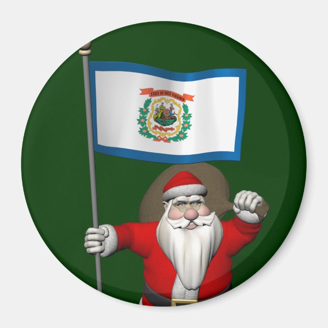 Imán Santa Claus Con El Diseño De Virginia Occidental (Frente)