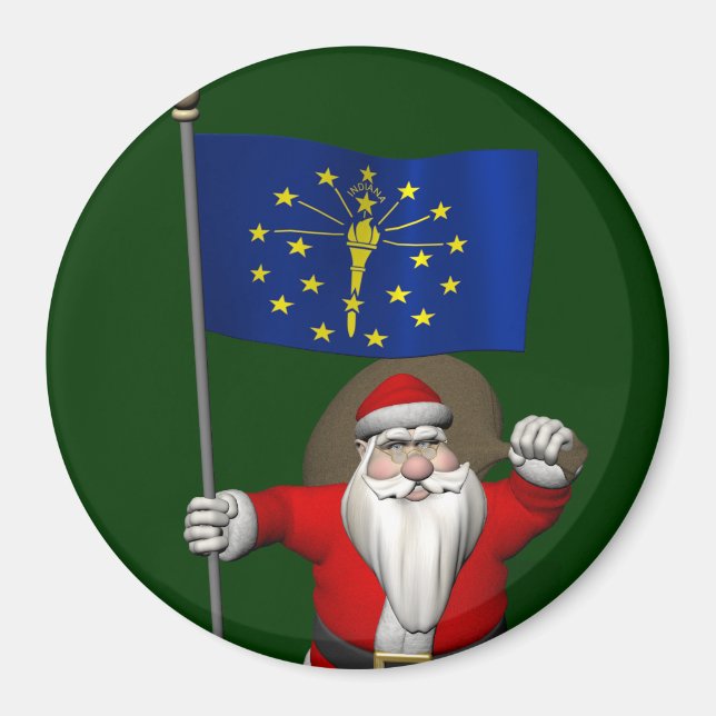 Imán Santa Claus Con El Encargado De Indiana (Frente)