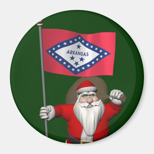 Imán Santa Claus Con El Fin De Arkansas (Frente)