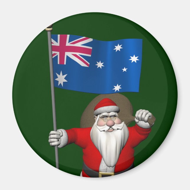 Imán Santa Claus Con El Fin De Australia (Frente)