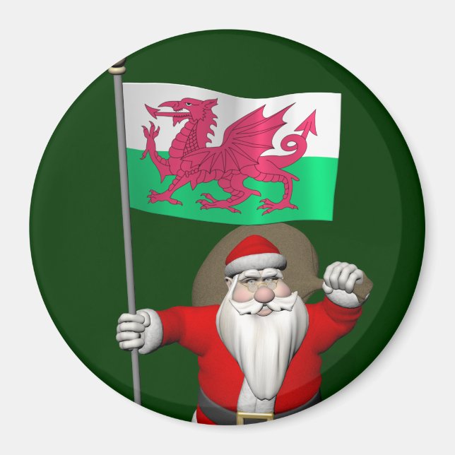 Imán Santa Claus Con El Fin De Gales (Frente)