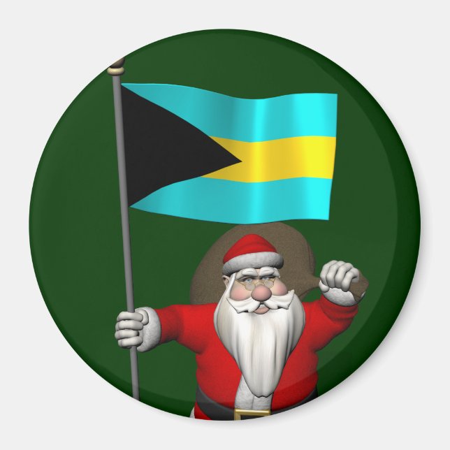 Imán Santa Claus Con El Fin De Las Bahamas (Frente)