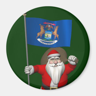 Imán Santa Claus Con El Fin De Michigan