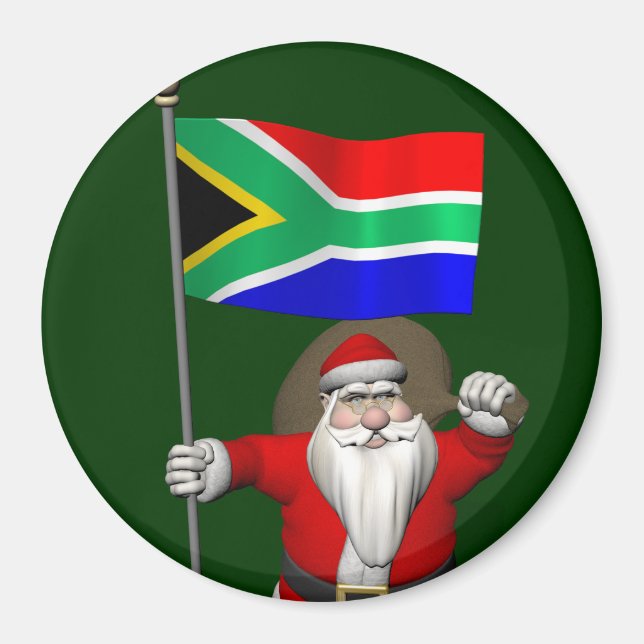 Imán Santa Claus Con El Fin De Sudáfrica (Frente)