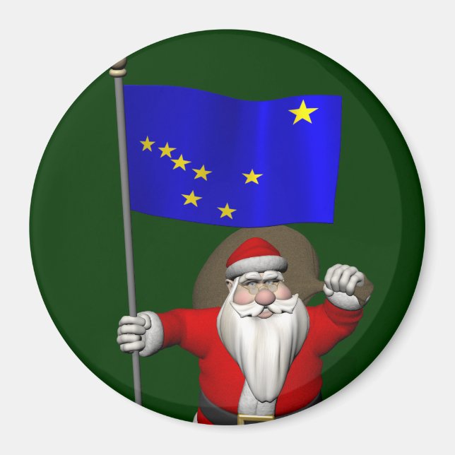 Imán Santa Claus Con El Firme De Alaska (Frente)