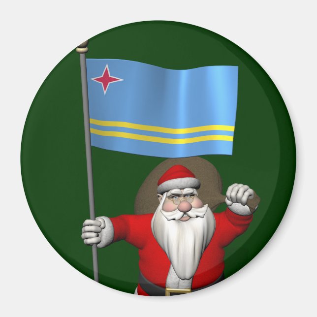 Imán Santa Claus Con El Firme De Aruba (Frente)