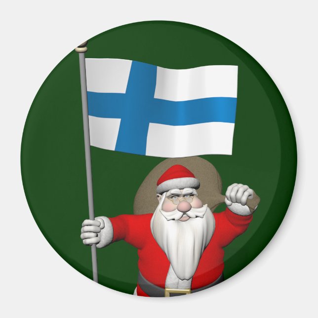 Imán Santa Claus Con El Firme De Finlandia (Frente)