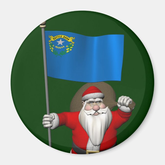 Imán Santa Claus Con El Firme De Nevada (Frente)