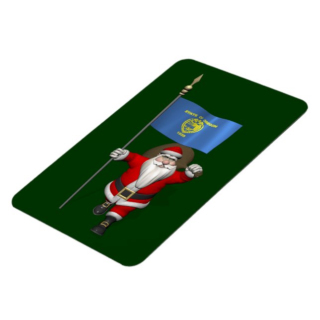 Imán Santa Claus Con El Firme De Oregón (Lado Izquierdo)