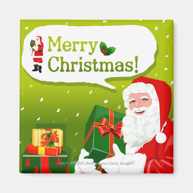 Imán Santa Claus con regalos (Frente)