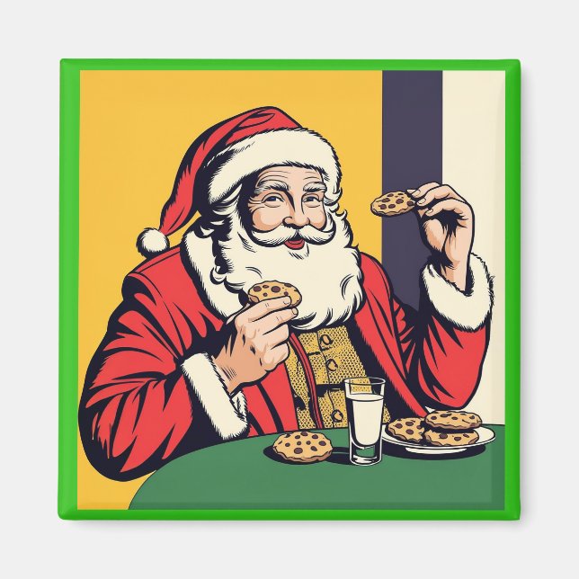 Imán Santa Claus Disfrutando De Un Aperitivo (Frente)