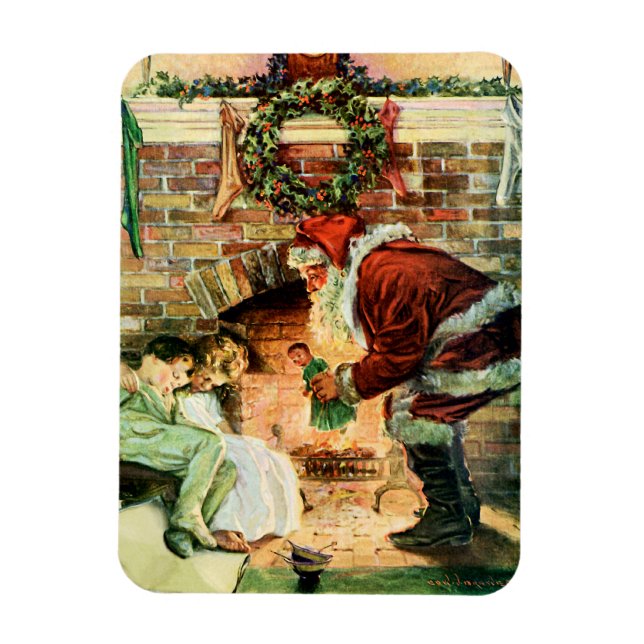Imán Santa Claus Entreging Presents (Vertical)