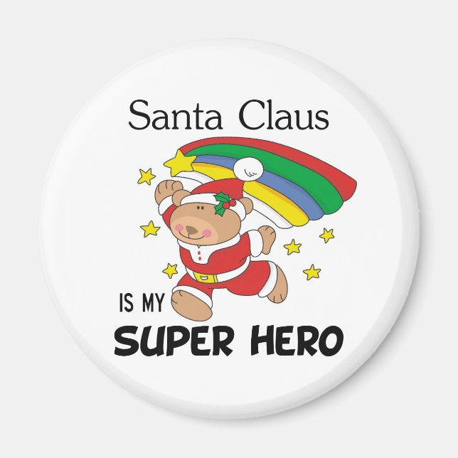 Imán Santa Claus es mi Navidad superhéroe (Frente)