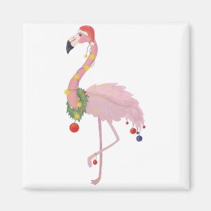 Imán santa claus flamingo