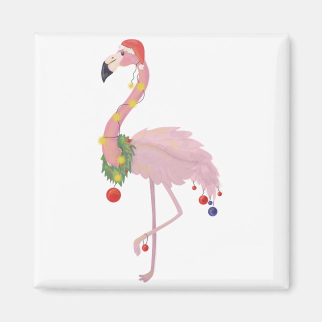 Imán santa claus flamingo (Frente)
