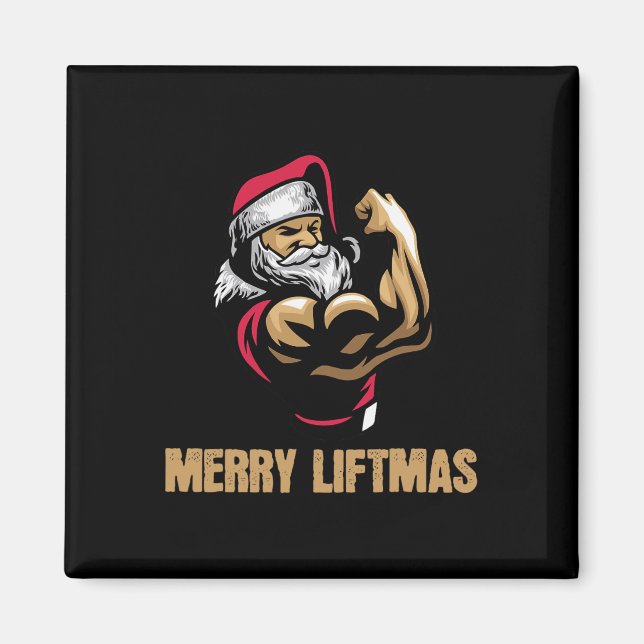 Imán Santa Claus Gym Bodybuilding Fitness Merry Liftmas (Frente)