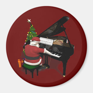 Imán Santa Claus jugando al piano