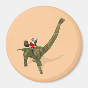 Imán Santa Claus Montando En El Brachiosauro