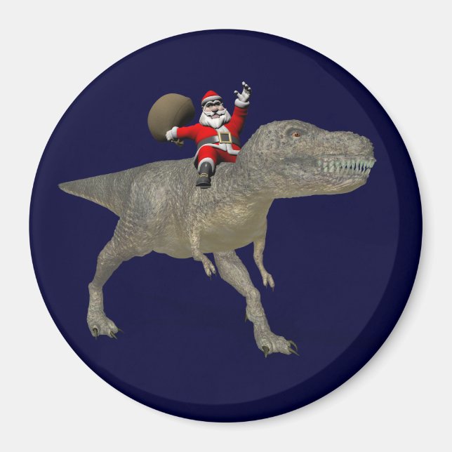 Imán Santa Claus Montando En Trex (Frente)