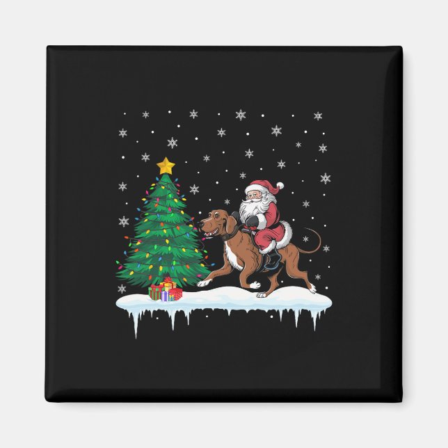 Imán Santa Claus Montando Perros Chicas Niños C (Frente)