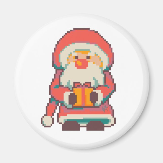 Imán Santa Claus Pixelart, Pixel Art  (Frente)