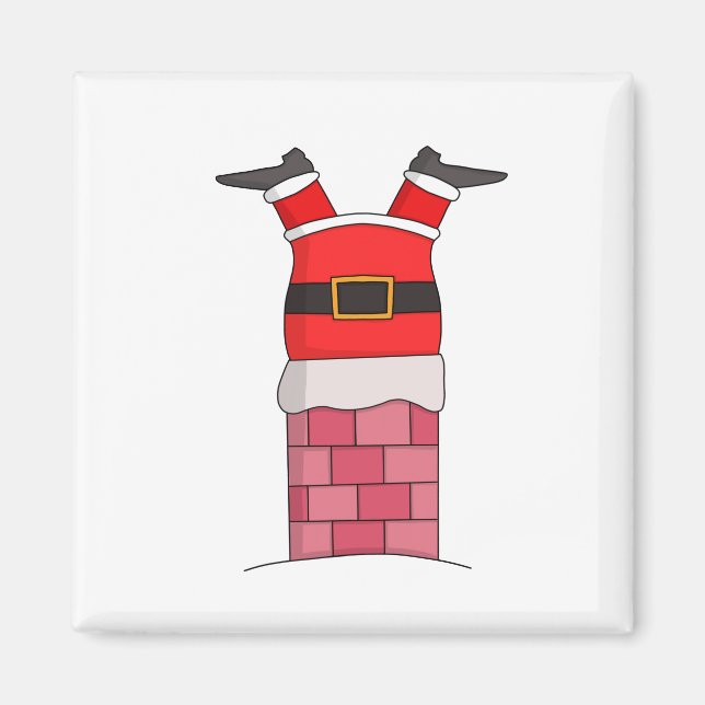 Imán Santa Claus relleno en la chimenea (Frente)