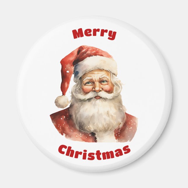 Imán Santa Claus Retro Feliz Navidad (Frente)