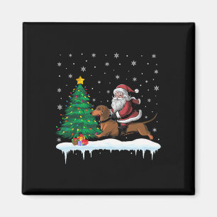 Imán Santa Claus Riding Dachshund Perros Niños Chicas C
