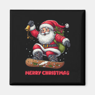 Imán Santa Claus Snowboard Feliz Navidad Invierno Ho