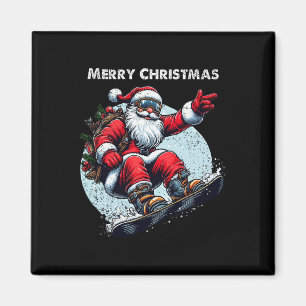 Imán Santa Claus Snowboard Feliz Navidad Invierno Ho