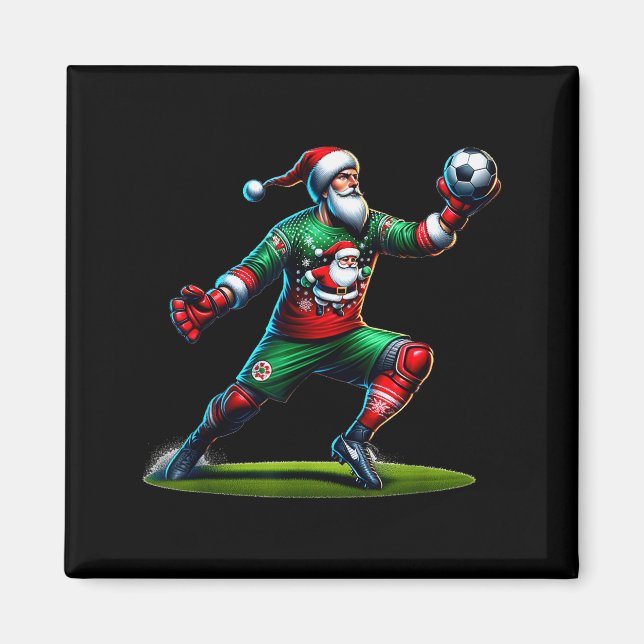 Imán Santa Claus Soccer Goalie Christmas Xmas  (Frente)