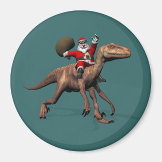 Imán Santa Claus Viajando En Deinonychus