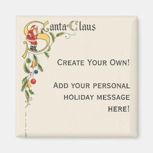 Imán Santa Claus vintage, borde decorativo de Navidad