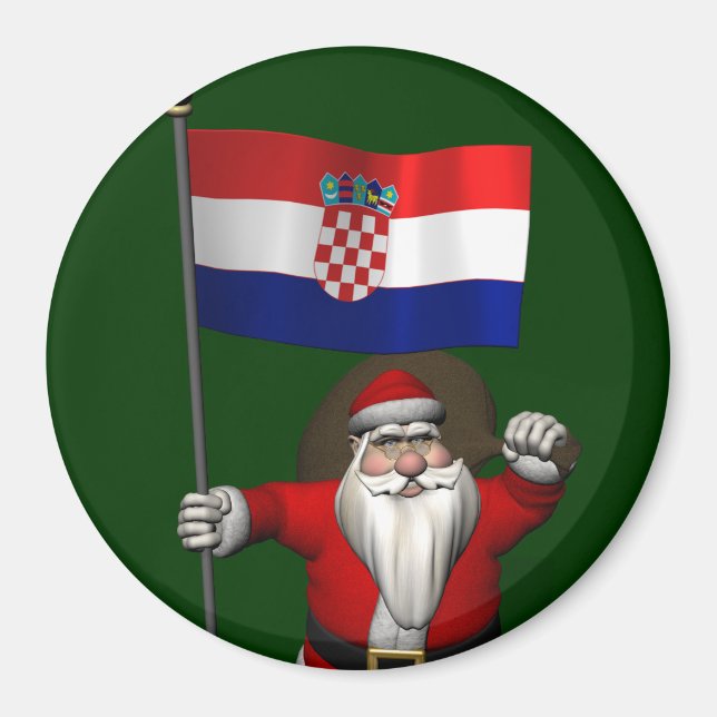 Imán Santa Claus visitando Croacia (Frente)