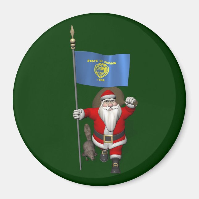 Imán Santa Claus Visitando El Estado De Beaver (Frente)