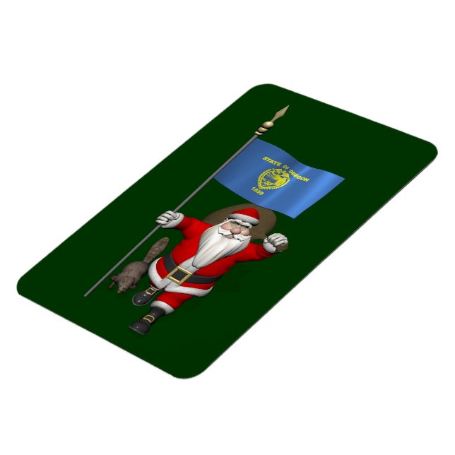 Imán Santa Claus Visitando El Estado De Beaver (Lado Izquierdo)