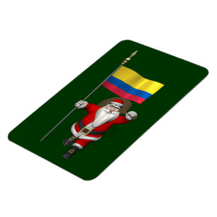 Imán Santa Claus With Ensign Of Colombia