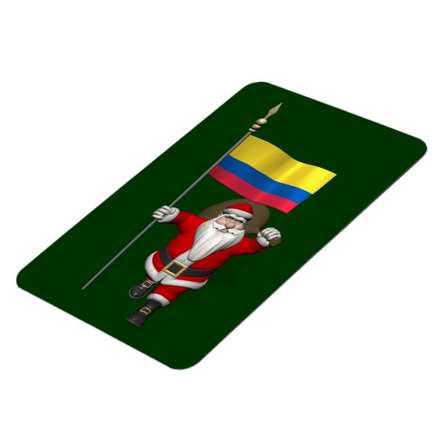 Imán Santa Claus With Ensign Of Colombia (Lado Izquierdo)