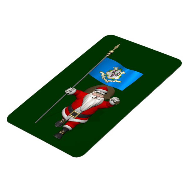 Imán Santa Claus With Ensign Of Connecticut (Lado Izquierdo)