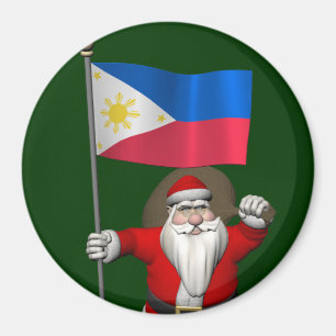 Imán Santa Claus With Ensign Of The Philippines