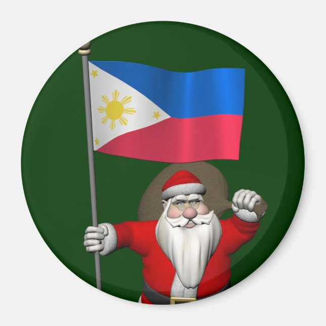 Imán Santa Claus With Ensign Of The Philippines (Frente)