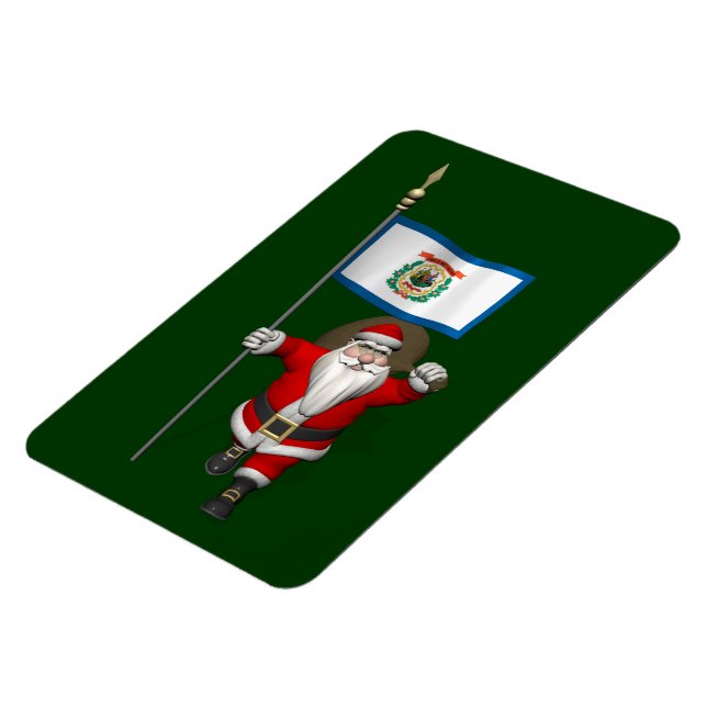 Imán Santa Claus With Ensign Of West Virginia (Lado Izquierdo)
