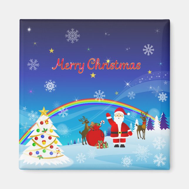 Imán Santa Claus y los renos (Frente)