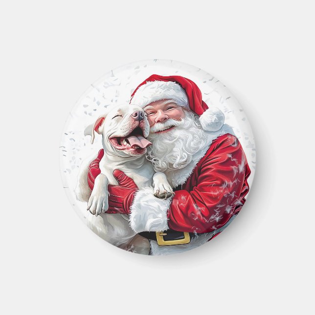 Imán Santa Claus y Pitbull Puppy Dog (Frente)